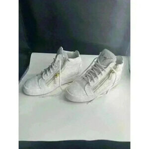 Authentic Giuseppe Zanotti Mens White Mid Top Lace Up Sneakers Shoes Sz EUR 38.5